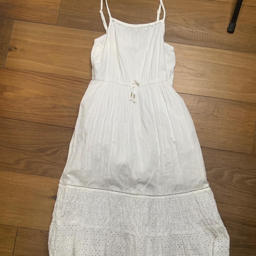 Cat & Jack Broderie Anglaise Long White Dress with Adjustable Straps